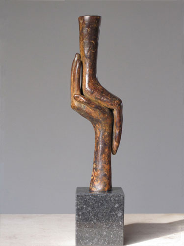 Bronzen sculptuur voor een bedrijfsoverdracht, bij samenwerking, afscheid directie Ragonda IJtsma kunst relatiegeschenken