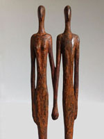 Bronzen beeldje, man en vrouw in brons, samen kunst als huwelijkscadeau